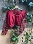 pure silk hand embroidery blouse / red maggam blouse / raw silk zardosi blouse / hand embroidered blouse / ready made blouse zardosi/