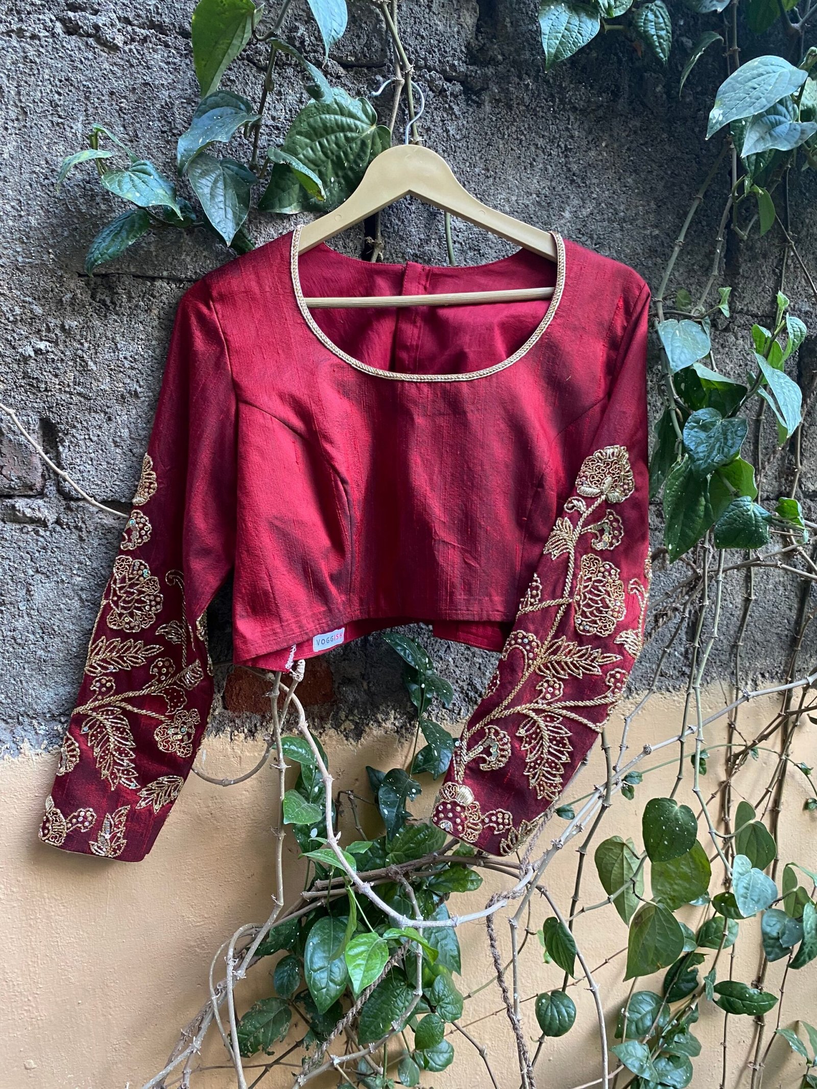 pure silk hand embroidery blouse / red maggam blouse / raw silk zardosi blouse / hand embroidered blouse / ready made blouse zardosi/