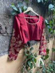 pure silk hand embroidery blouse / red maggam blouse / raw silk zardosi blouse / hand embroidered blouse / ready made blouse zardosi/