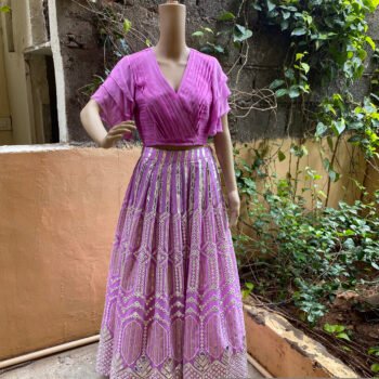 Women’s lehenga set / crop top lehenga / Heavy  crop top skirt / wedding lehenga /sequin lehenga skirt/voggish