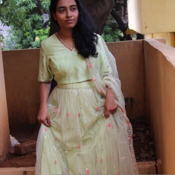 Women’s lehenga set / teen crop top lehenga / Indian crop top skirt / wedding lehenga /green lehenga skirt/voggish