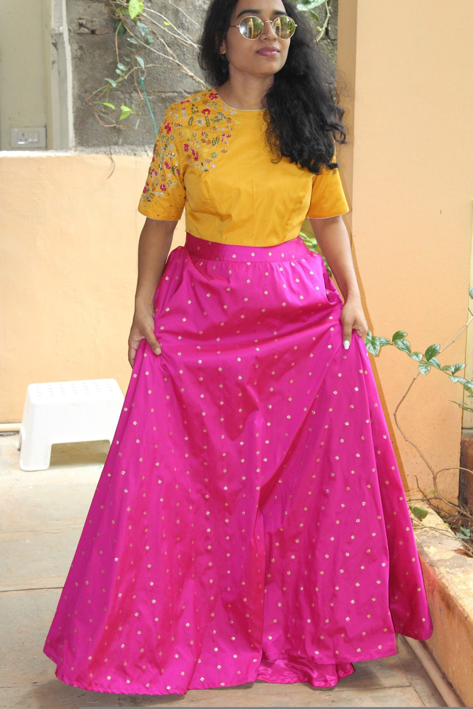 Women’s lehenga set / teens crop top lehenga / Indian crop top skirt USA / wedding lehenga USA /sequin lehenga top with silk skirt/voggish