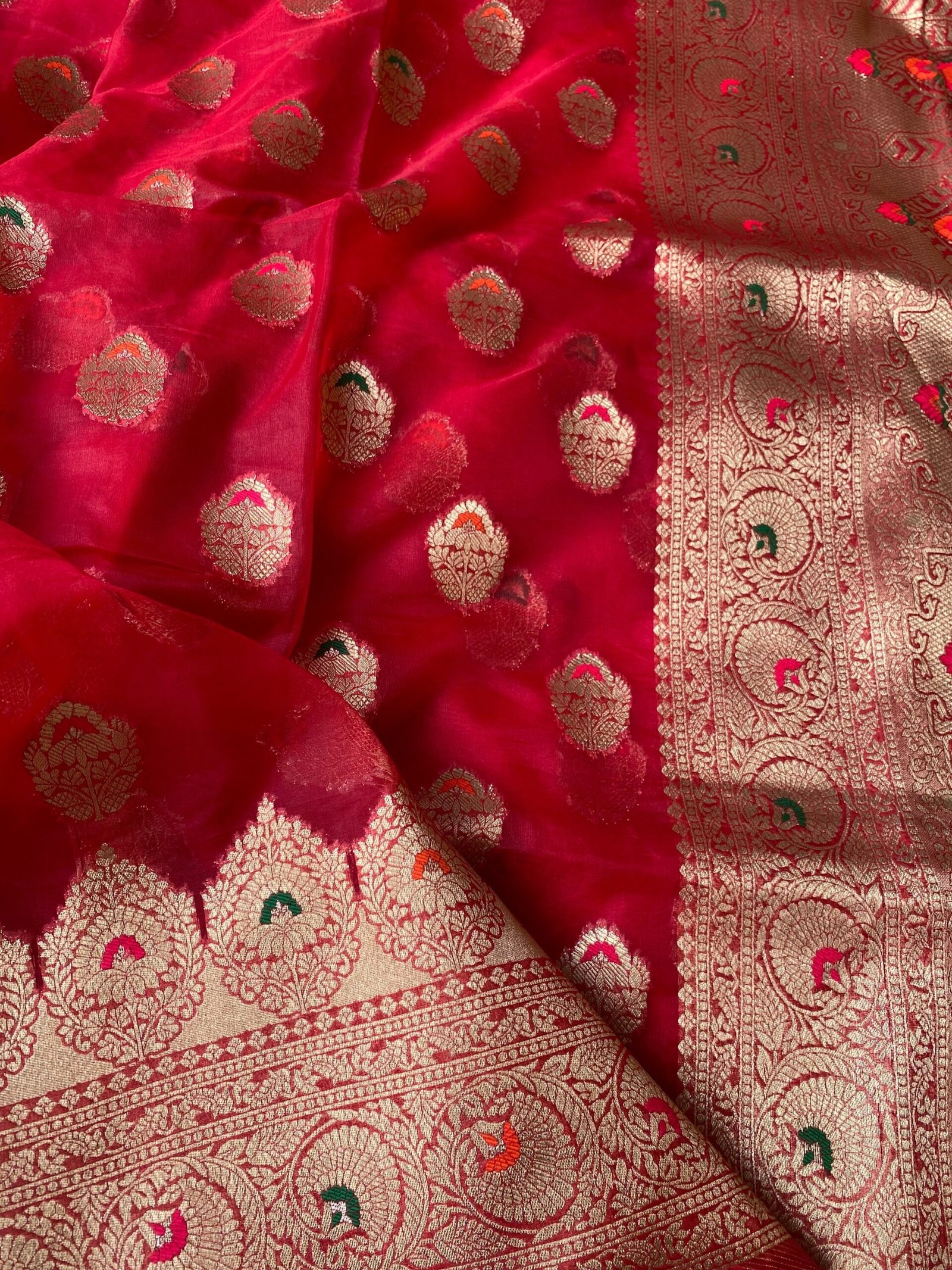 Fancy organza silksaree | traditional buti silk saree | sari with blouse set | red sari blouse |sarees USA | red silk saree with blouse