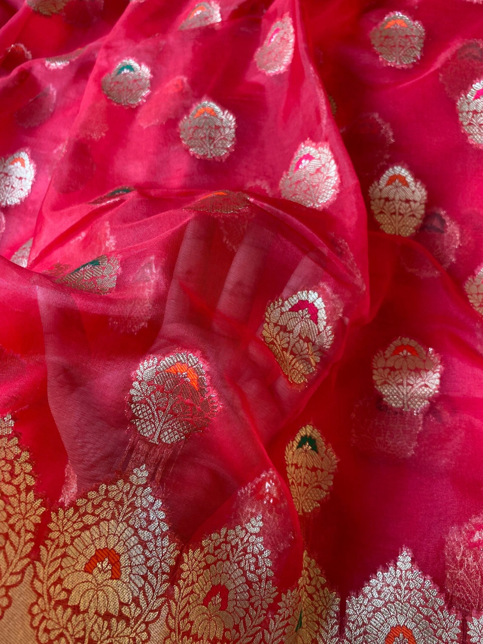 Fancy organza silksaree | traditional buti silk saree | sari with blouse set | red sari blouse |sarees USA | red silk saree with blouse
