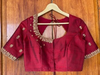pure silk hand embroidery blouse /  saree maggam blouse / raw silk zardosi blouse / hand embroidered blouse / ready made blouse zardosi/