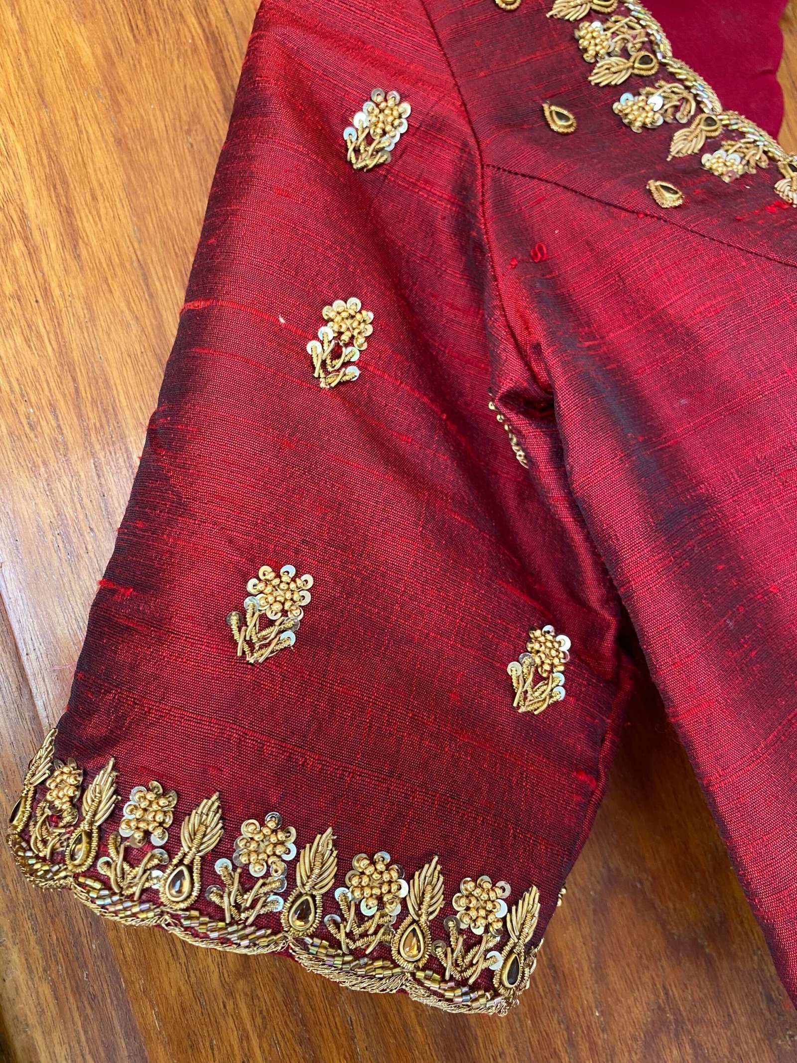 pure silk hand embroidery blouse / saree maggam blouse / raw silk zardosi blouse / hand embroidered blouse / ready made blouse zardosi/