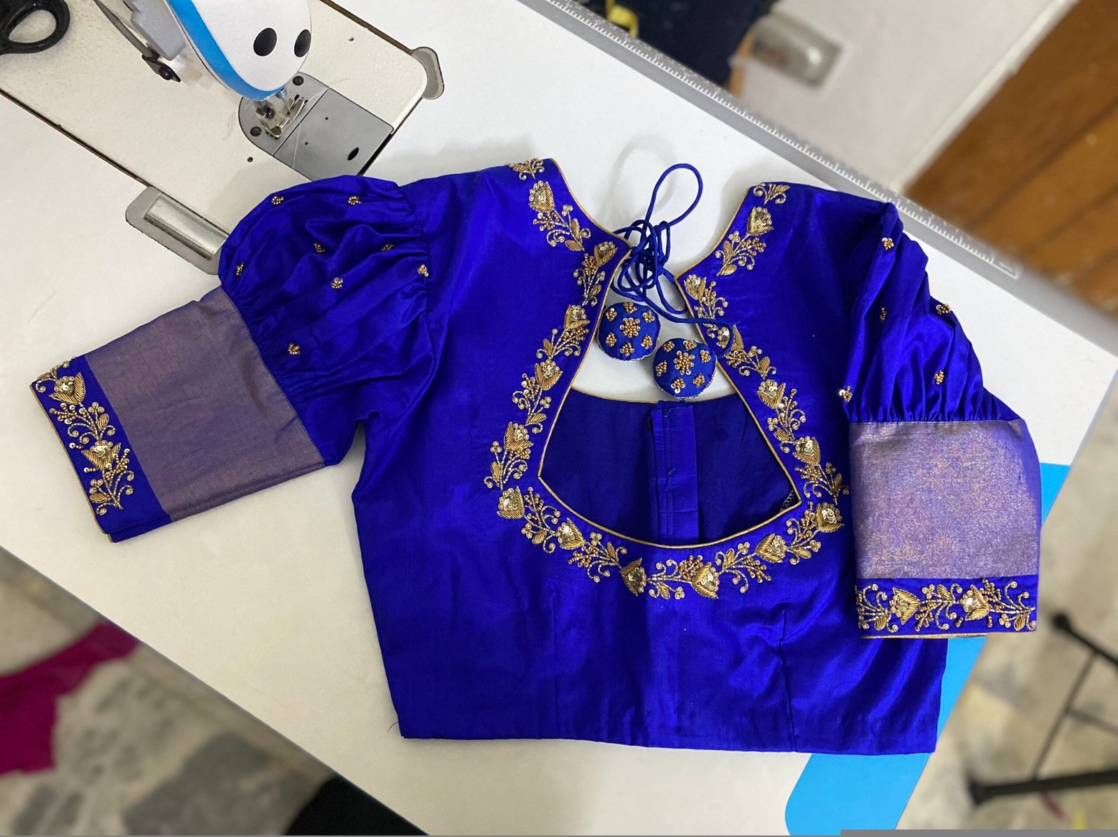 pure silk hand embroidery blouse / saree maggam blouse / collar zardosi blouse / hand embroidered blouse /ready made blouse zardosi