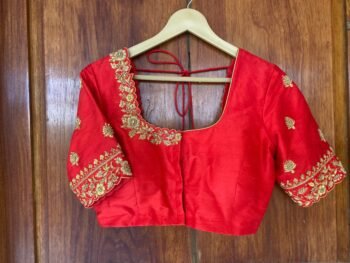 pure silk hand embroidery blouse /  saree maggam blouse / raw silk zardosi blouse / hand embroidered blouse / ready made blouse zardosi