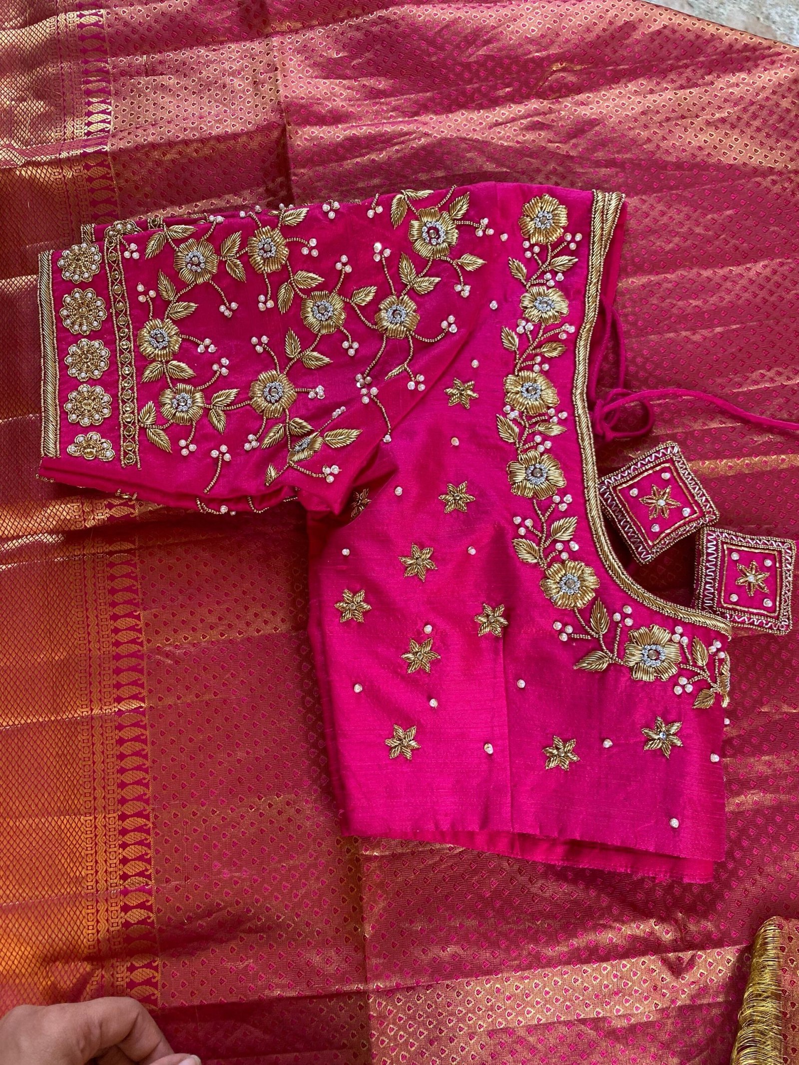 pure silk hand embroidery bridal blouse/ maggam blouse /bridal zardosi blouse / all over hand embroidered blouse / heavy embroidery blouse