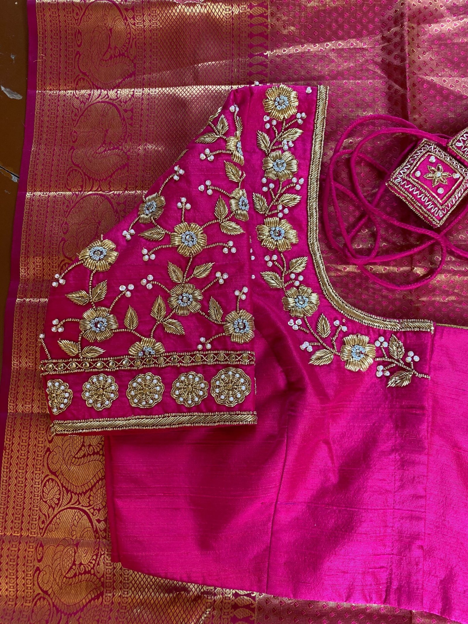 pure silk hand embroidery bridal blouse/ maggam blouse /bridal zardosi blouse / all over hand embroidered blouse / heavy embroidery blouse