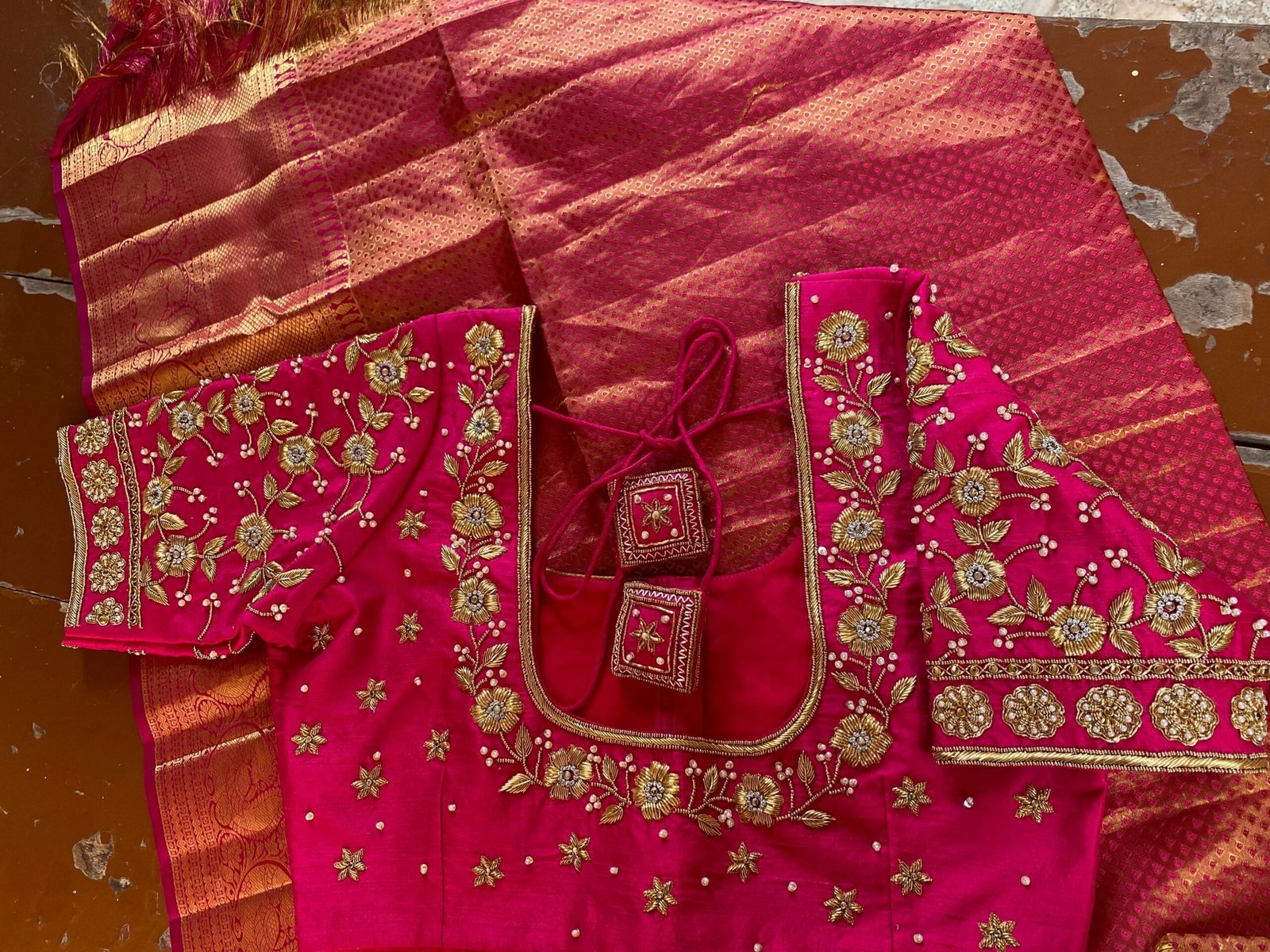 pure silk hand embroidery bridal blouse/ maggam blouse /bridal zardosi blouse / all over hand embroidered blouse / heavy embroidery blouse