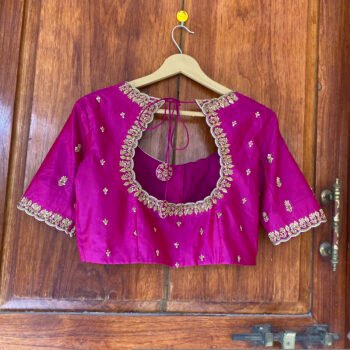 pure silk hand embroidery blouse /  saree maggam blouse / raw silk zardosi blouse / hand embroidered blouse / ready made blouse zardosi/