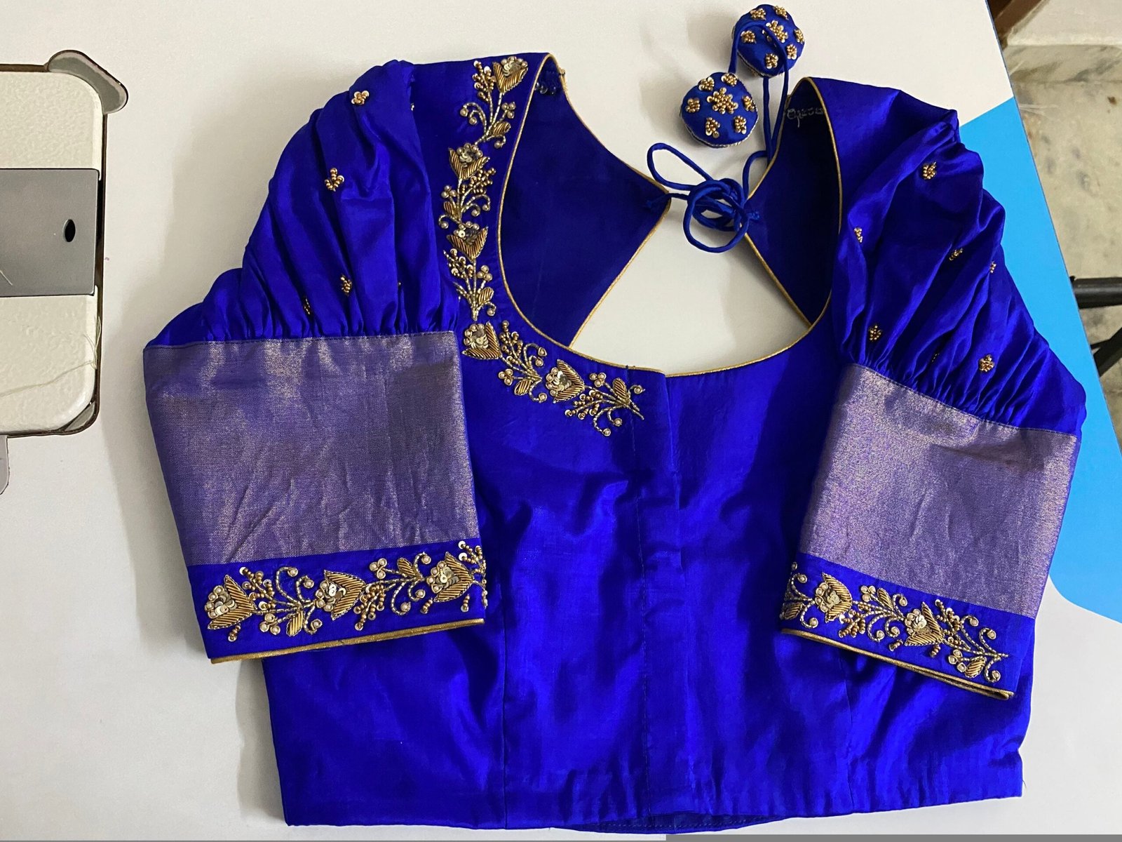 pure silk hand embroidery blouse / saree maggam blouse / collar zardosi blouse / hand embroidered blouse /ready made blouse zardosi