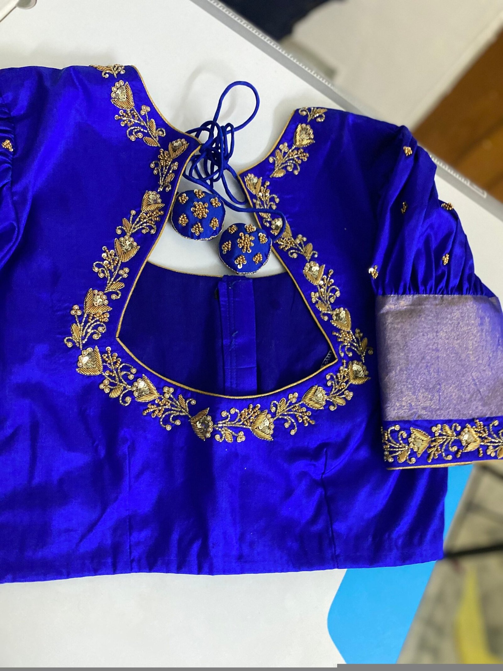 pure silk hand embroidery blouse / saree maggam blouse / collar zardosi blouse / hand embroidered blouse /ready made blouse zardosi