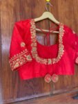 pure silk hand embroidery blouse / saree maggam blouse / raw silk zardosi blouse / hand embroidered blouse / ready made blouse zardosi