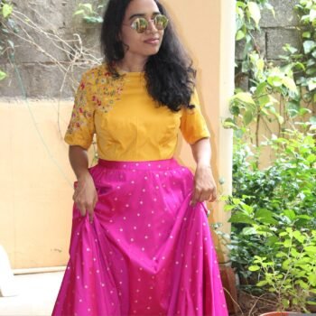 Women’s lehenga set / teens crop top lehenga / Indian crop top skirt / wedding lehenga /sequin lehenga top with silk skirt/voggish