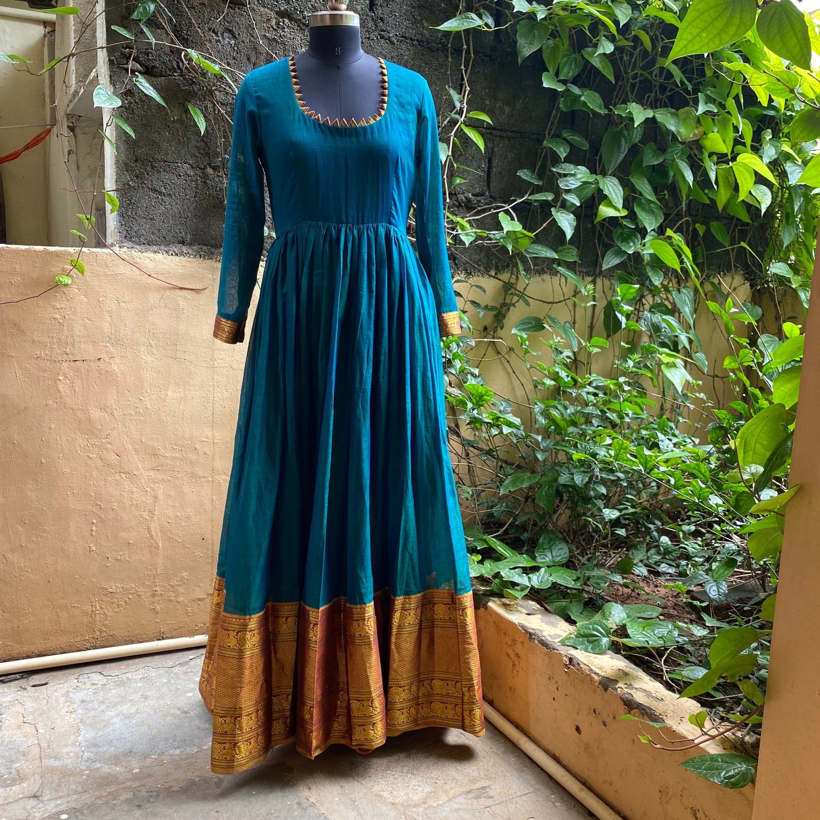 Anarkali usa / anarkali kurta full sleeve / pure Handloom dress with border /narayanpet anarkali/ linen dresses / voggish / handloom dress