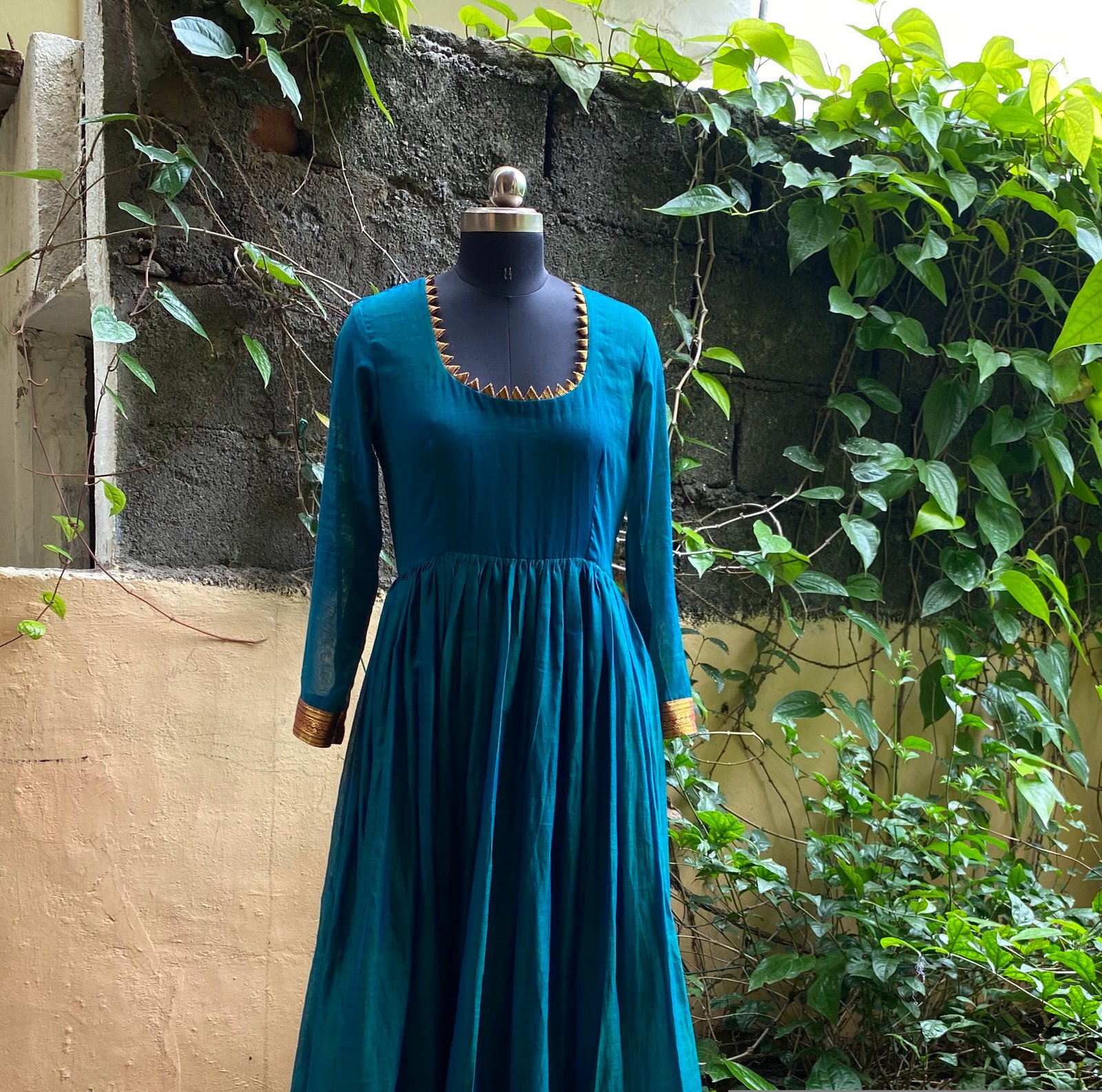 Anarkali usa / anarkali kurta full sleeve / pure Handloom dress with border /narayanpet anarkali/ linen dresses / voggish / handloom dress
