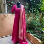 Hand embroidered Anarkali with banarasi handloom  dupatta / anarkali suit set / anarkali dupatta USA  / Indian dresses/ voggish USA