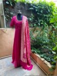 Hand embroidered Anarkali with banarasi handloom dupatta / anarkali suit set / anarkali dupatta USA / Indian dresses/ voggish USA