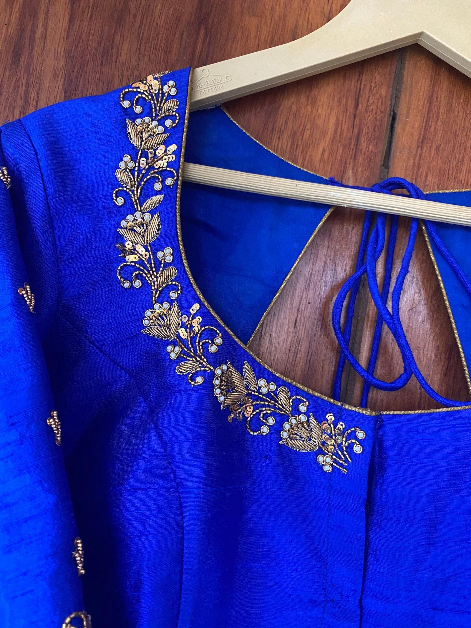 pure silk hand embroidery blouse / saree maggam blouse / blue raw silk zardosi blouse / hand embroidered blouse /ready made blouse zardosi