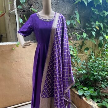 Pure chanderi hand embroidered Anarkali with chanderi handloom dupatta / anarkali suit/ anarkali dupatta USA / Indian dresses/ voggish USA