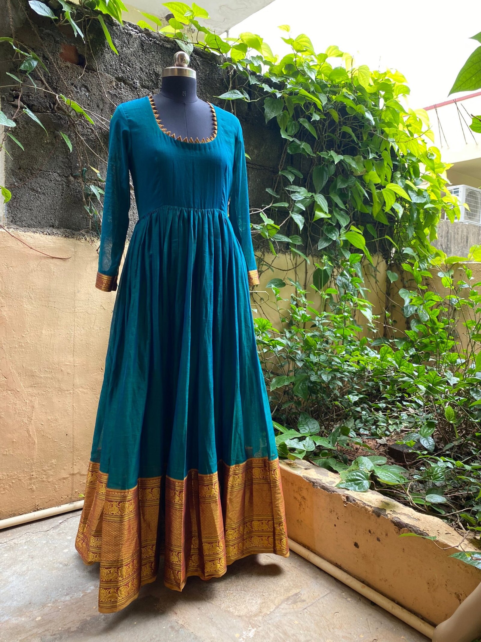 Anarkali usa / anarkali kurta full sleeve / pure Handloom dress with border /narayanpet anarkali/ linen dresses / voggish / handloom dress