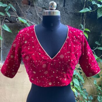 Pink velvet ready made saree blouse / hot pink crop top/ velvet stitched saree blouse / saree blouse / designer pink saree blouse