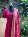 Hand embroidered Anarkali with banarasi handloom dupatta / anarkali suit set / anarkali dupatta USA / Indian dresses/ voggish USA