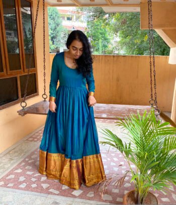 Anarkali usa / anarkali kurta full sleeve  / pure Handloom dress with border /narayanpet anarkali/ linen dresses / voggish / handloom  dress