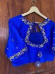 pure silk hand embroidery blouse / saree maggam blouse / blue raw silk zardosi blouse / hand embroidered blouse /ready made blouse zardosi