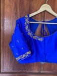 pure silk hand embroidery blouse / saree maggam blouse / blue raw silk zardosi blouse / hand embroidered blouse /ready made blouse zardosi