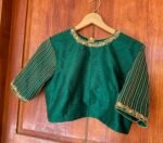 pure silk hand embroidery blouse /  green saree maggam blouse /raw silk zardosi blouse /hand embroidered blouse / ready made blouse zardosi/