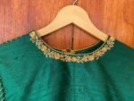 pure silk hand embroidery blouse / green saree maggam blouse /raw silk zardosi blouse /hand embroidered blouse / ready made blouse zardosi/