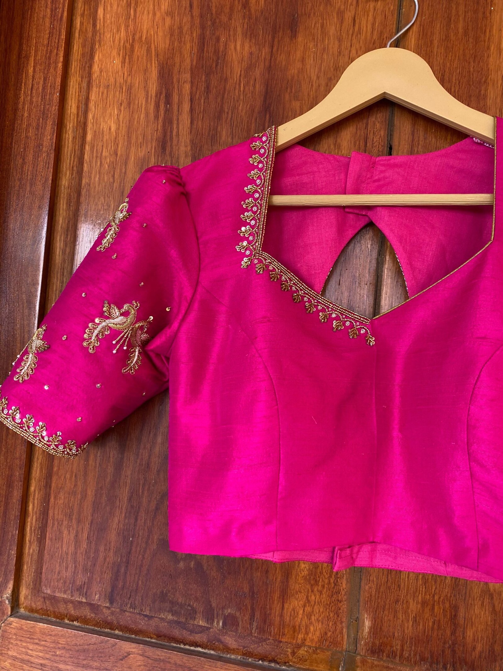 pure silk hand embroidery blouse / saree maggam blouse / raw silk zardosi blouse / hand embroidered blouse / ready made blouse zardosi/