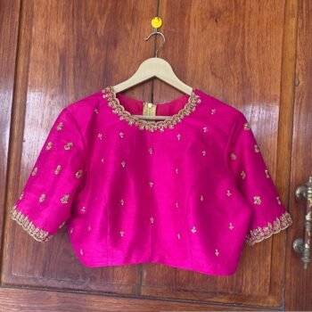 pure silk hand embroidery blouse /  saree maggam blouse / raw silk zardosi blouse / hand embroidered blouse / ready made blouse zardosi/