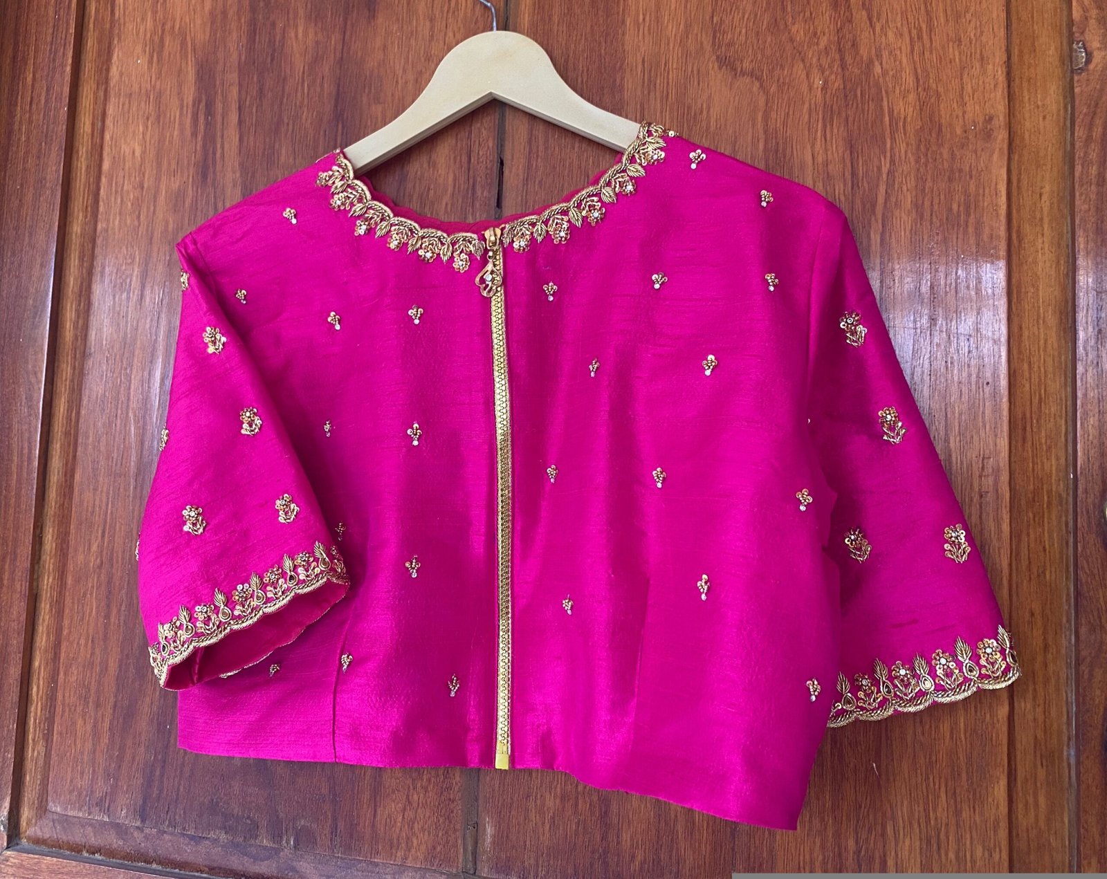 pure silk hand embroidery blouse / saree maggam blouse / raw silk zardosi blouse / hand embroidered blouse / ready made blouse zardosi/