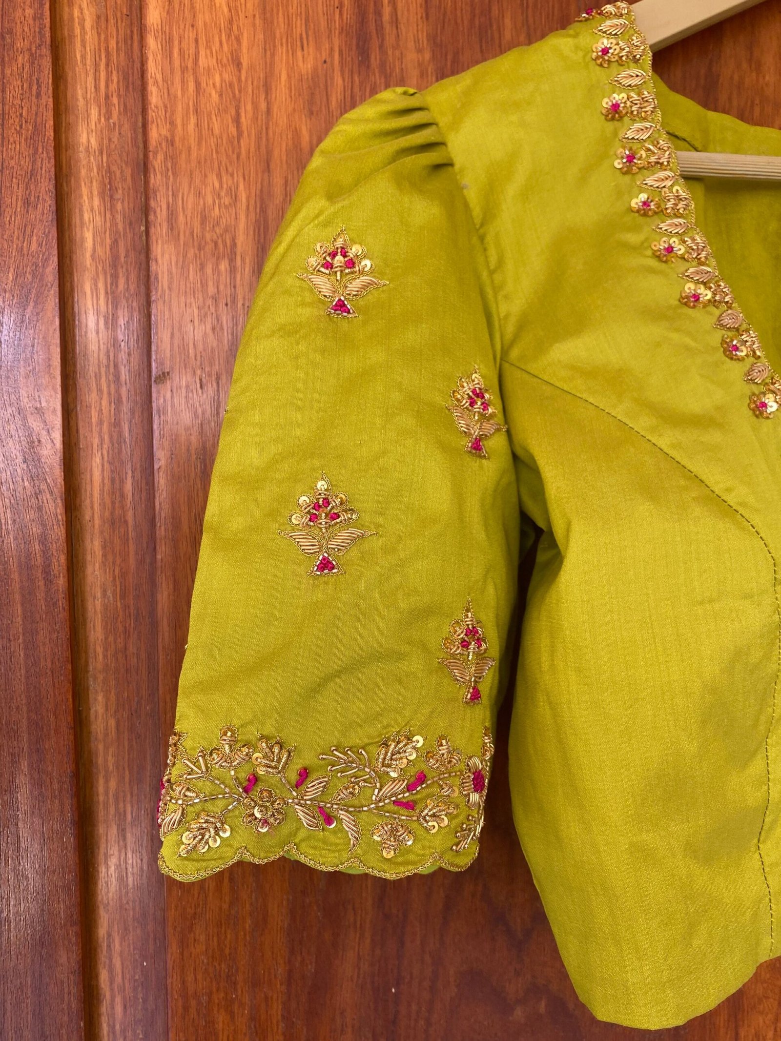pure silk hand embroidery blouse / saree maggam blouse / raw silk zardosi blouse / hand embroidered blouse / ready made blouse zardosi/