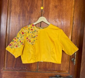 pure silk hand embroidery blouse  / saree maggam yellow blouse /yellow blouse/ hand embroidered blouse / ready made blouse zardosi/voggish