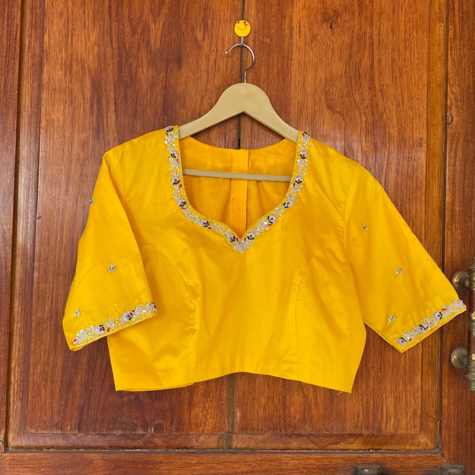 Yellow silk hand embroidery blouse / saree maggam yellow blouse /yellow blouse/ hand embroidered blouse / ready made blouse zardosi/voggish