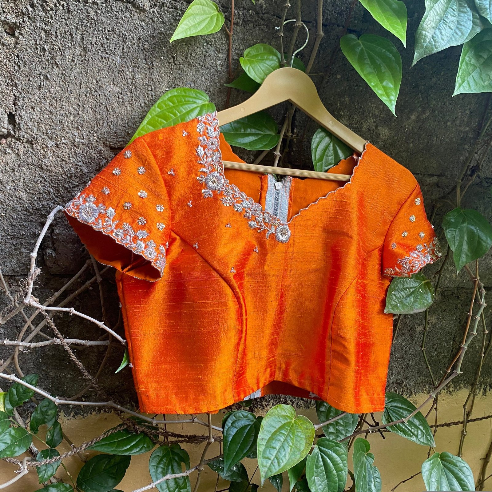 pure silk hand embroidery blouse / saree maggam blouse / raw silk zardosi blouse / hand embroidered blouse / ready made blouse zardosi