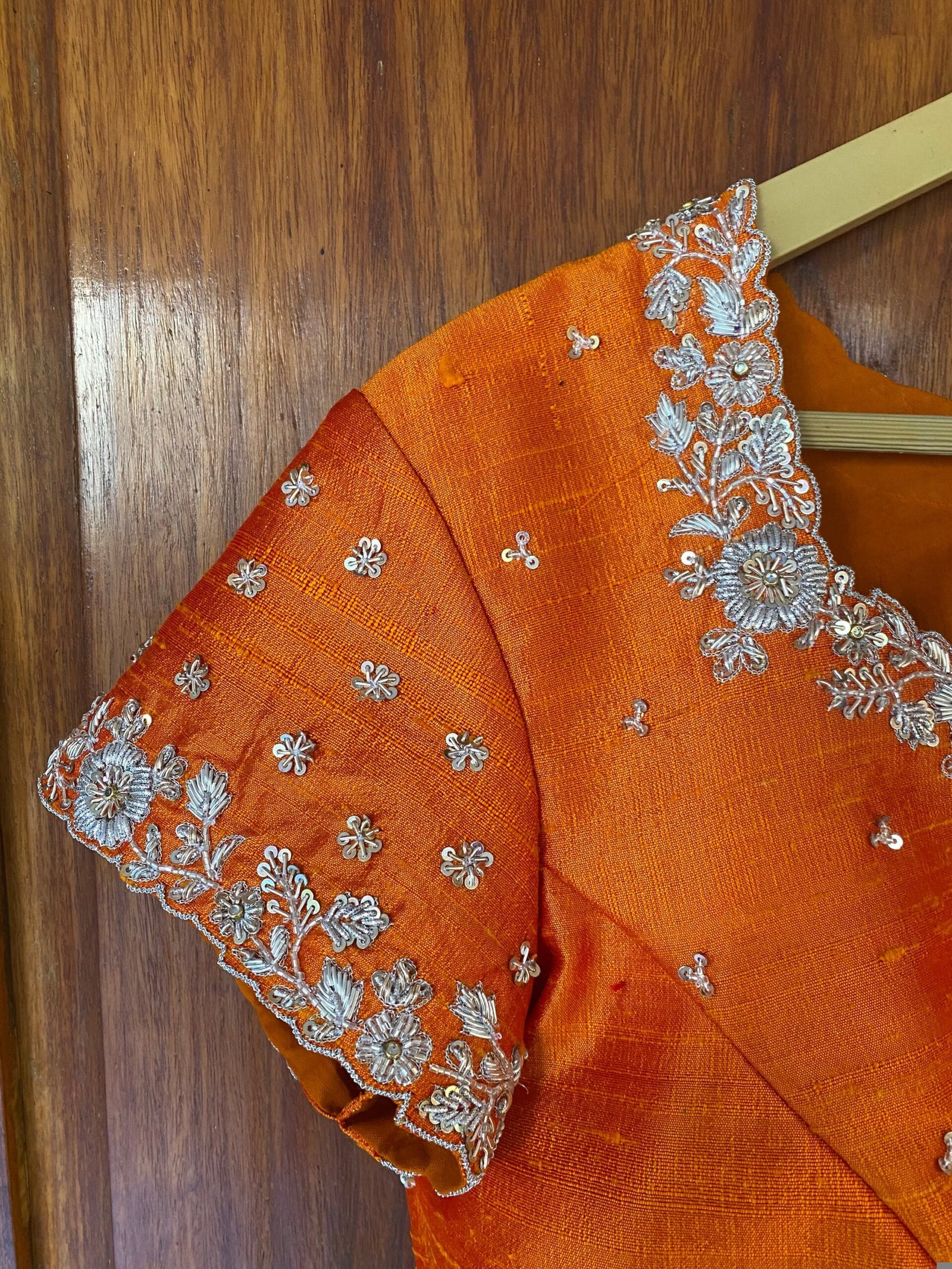 pure silk hand embroidery blouse / saree maggam blouse / raw silk zardosi blouse / hand embroidered blouse / ready made blouse zardosi