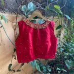 Red sleeveless hand embroidery blouse / saree maggam red blouse /red saree blouse/ hand embroidered blouse / ready made blouse zardosi