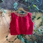 Red sleeveless hand embroidery blouse / saree maggam red blouse /red saree blouse/ hand embroidered blouse / ready made blouse zardosi