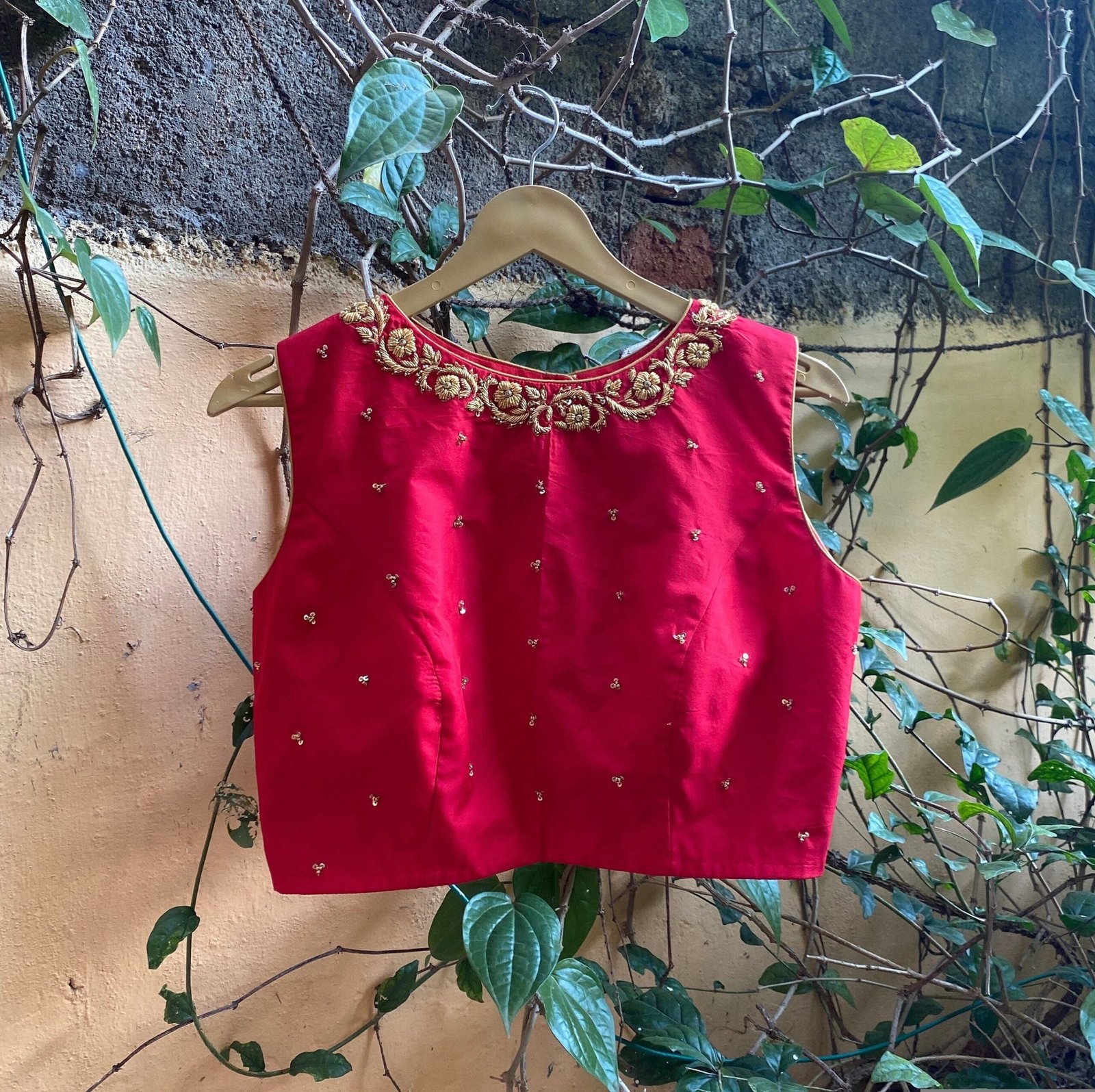 Red sleeveless hand embroidery blouse / saree maggam red blouse /red saree blouse/ hand embroidered blouse / ready made blouse zardosi
