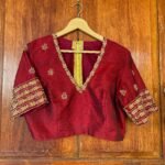 pure silk hand embroidery blouse / red maggam blouse / raw silk zardosi blouse / hand embroidered blouse / ready made blouse zardosi/