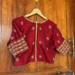 pure silk hand embroidery blouse / red maggam blouse / raw silk zardosi blouse / hand embroidered blouse / ready made blouse zardosi/