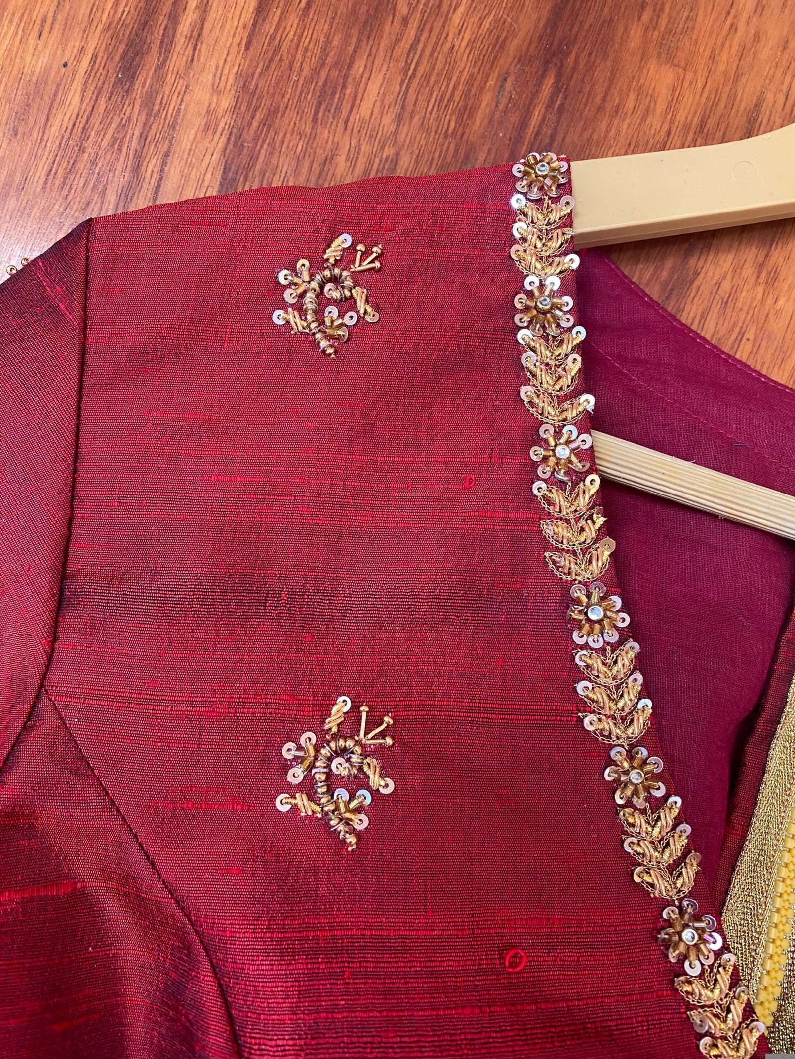 pure silk hand embroidery blouse / red maggam blouse / raw silk zardosi blouse / hand embroidered blouse / ready made blouse zardosi/