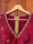 pure silk hand embroidery blouse / red maggam blouse / raw silk zardosi blouse / hand embroidered blouse / ready made blouse zardosi/