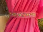 Ruffle saree with blouse/ pink ruffle saree with stitched blouse/ saree belt with blouse / silk ruffle saree / saree with belt / belt sari